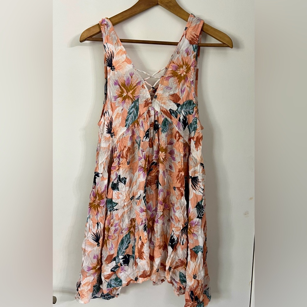 Rip Curl Floral Mini Dress - Orange and Green